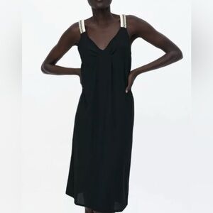Zara Black Gold White Dress - Size S